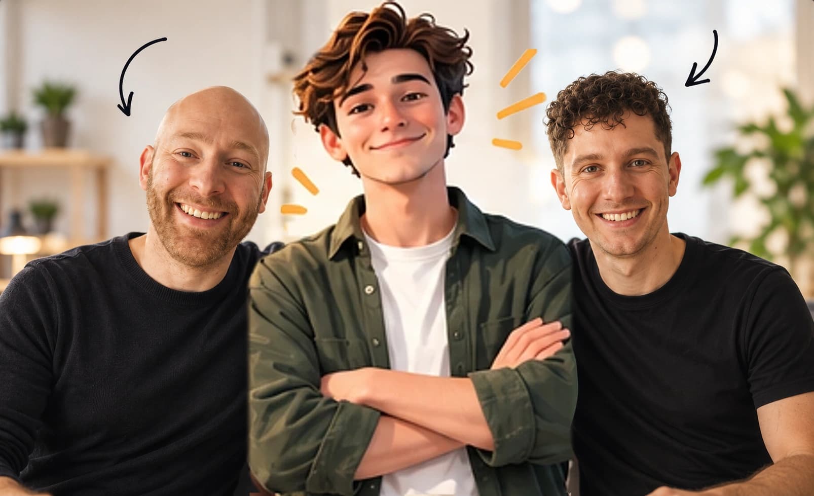 Justus gemeinsam mit seinen Ausbildern Chris und Philipp
